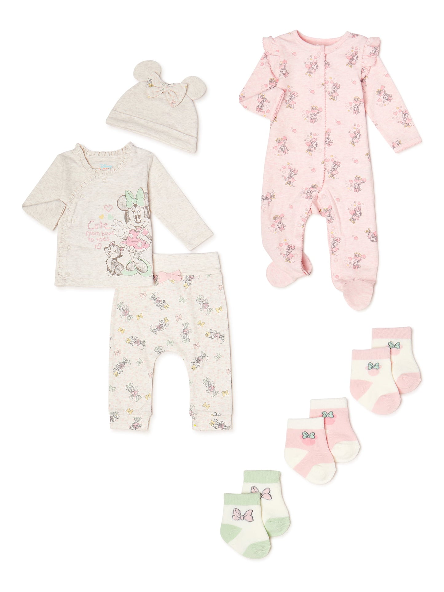 Disney Baby Wishes + Dreams Baby Girl Minnie Mouse Sleep 'n Play & Take Me Home Set, 7-Piece, Newborn-3/6 Months