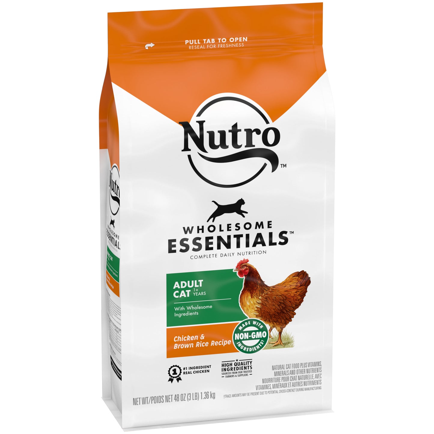 NUTRO WHOLESOME ESSENTIALS Natural Chicken & Brown Rice Dry Cat Food for Adult Cat, 3 lb. Bag