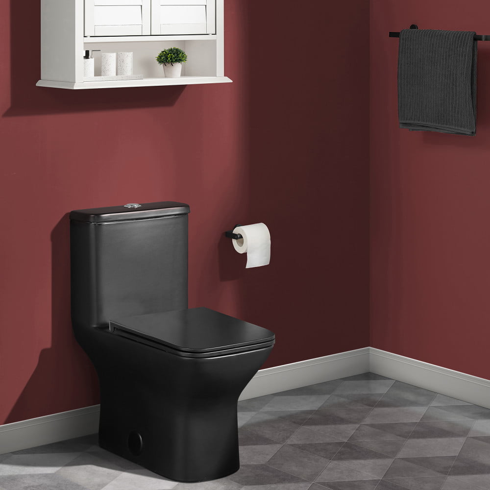 Swiss Madison Carre One-Piece Square Toilet Dual-Flush in Matte Black 1.1/1.6 gpf