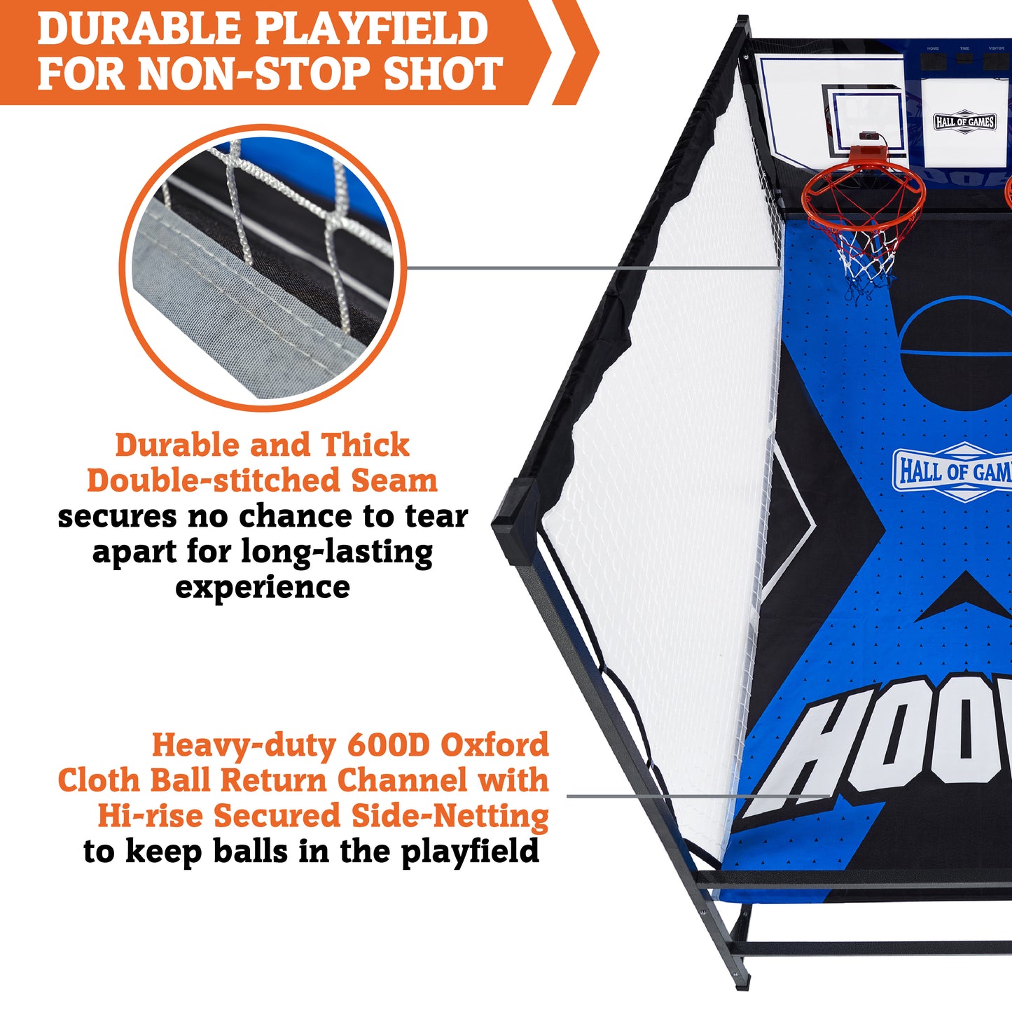 Hall of Games Arcade Foldable Cage Basketball Shot Game with LED Scorer (80 in x 54 in)
