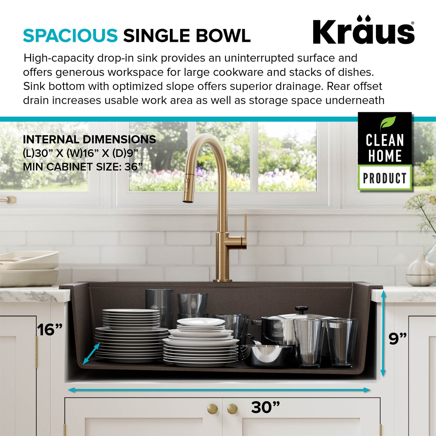KRAUS Bellucci Workstation 33 inch Drop-In Granite Composite Single Bowl Kitchen Sink in Metallic Brown with Accessories