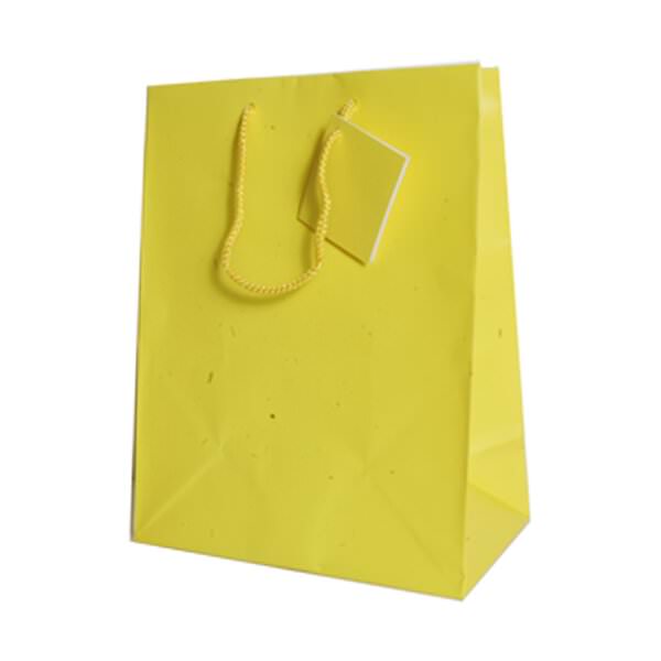 JAM Paper & Envelope JAM Matte Gift Bags, 10 x 13 x 5, Yellow, 100/Pack, Large