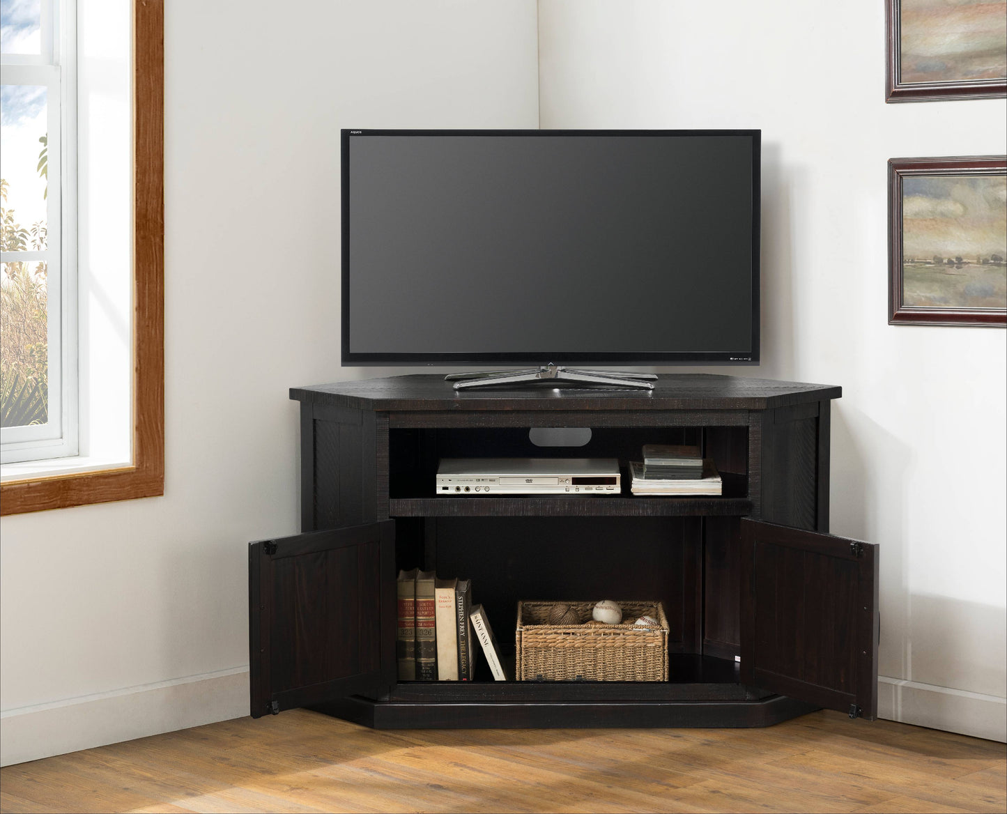 Martin Svensson Home Rustic Corner TV Stand, Espresso