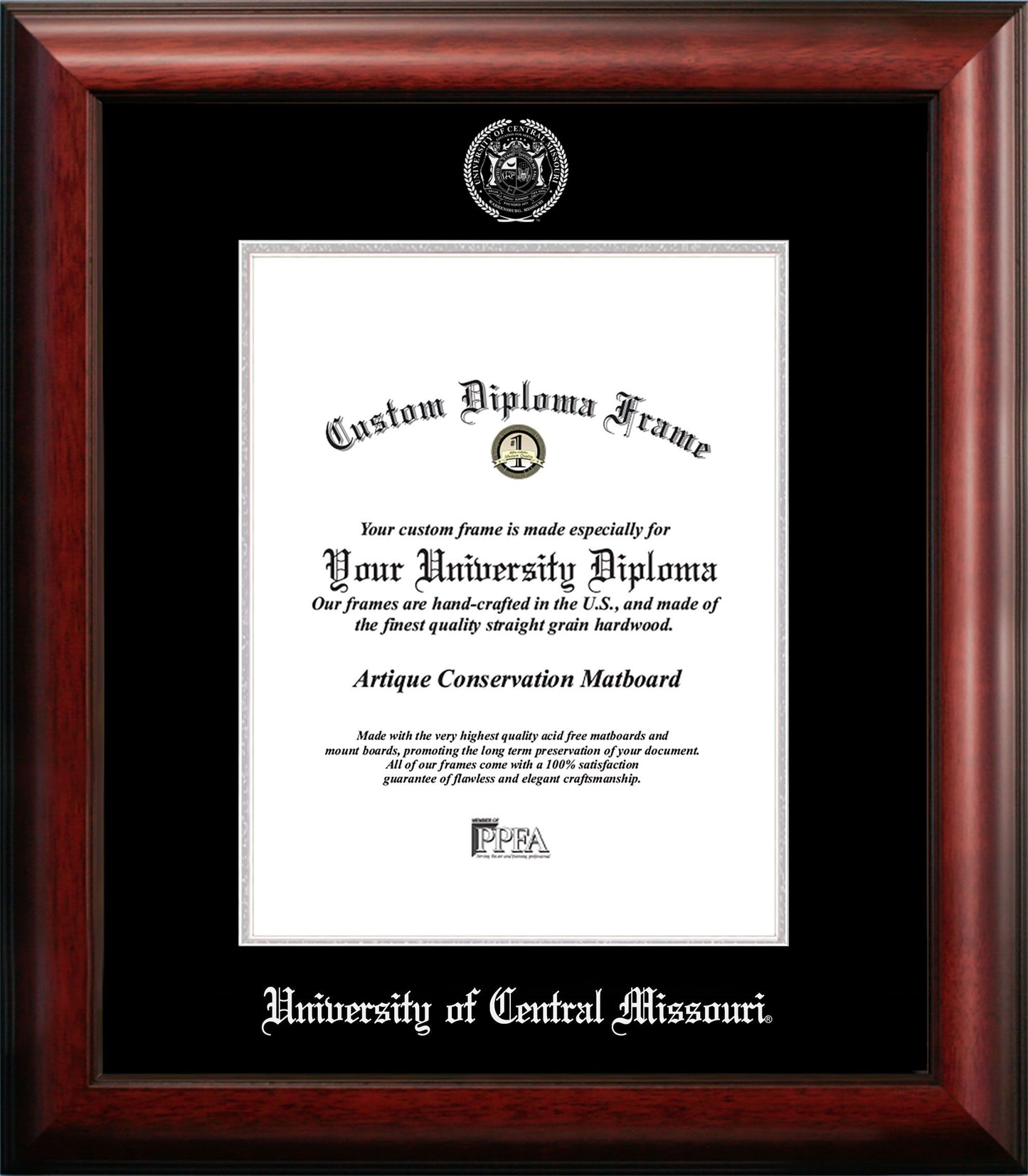 Campus Images University Central Missouri 8.5w x 11h Silver Embossed Diploma Frame