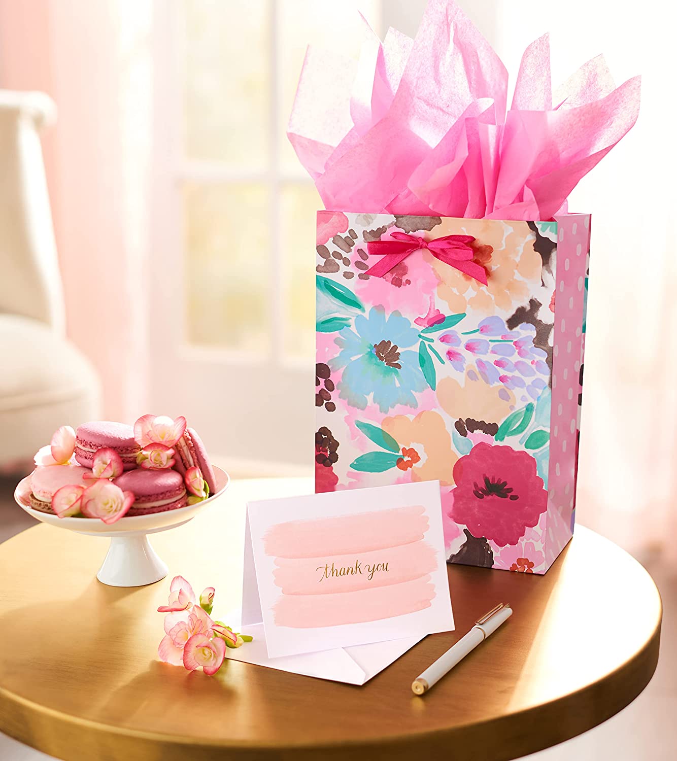 American Greetings Gold and Pink Thank You Cards, 50-Count, Envelopes Included