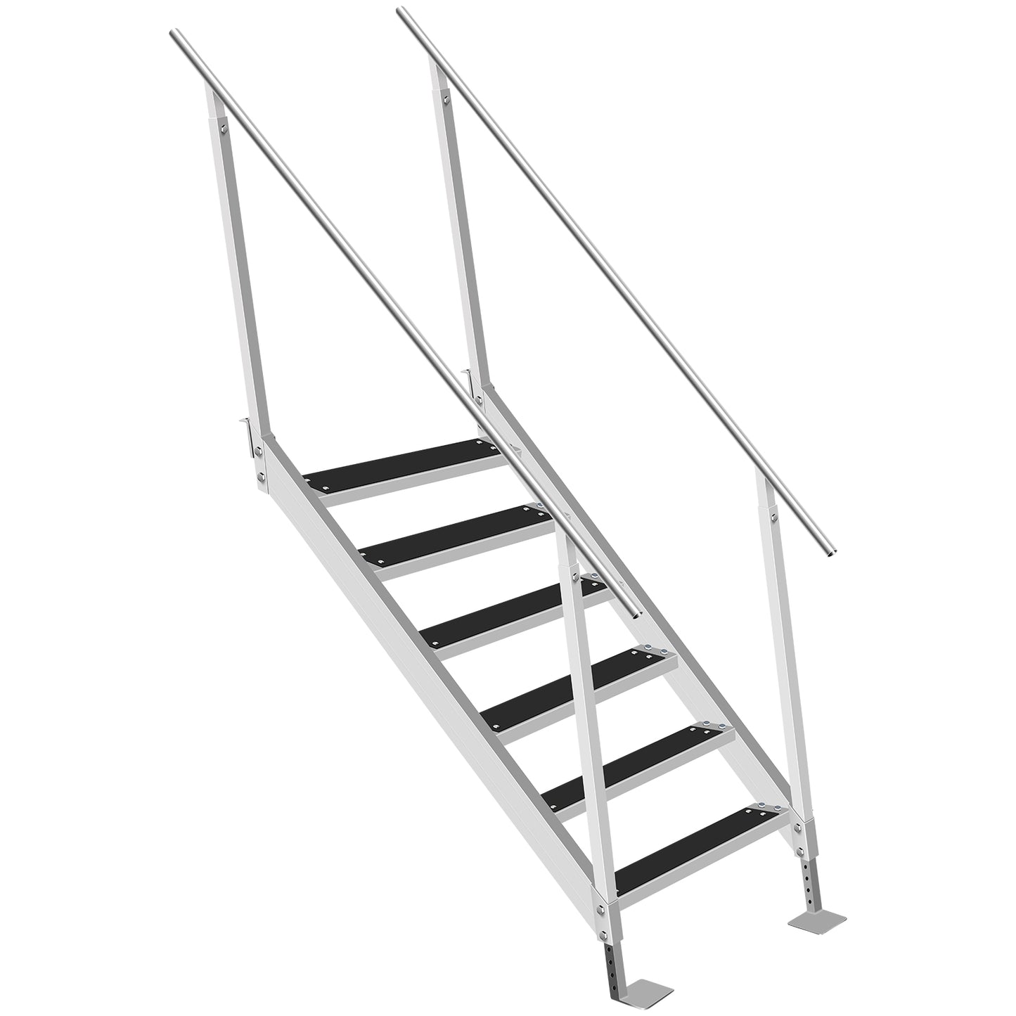 VEVOR Boat Ladder 6-Step, Aluminum Dock Ladder with Wide Step, Removable Dock Stairs w/Handrails, Welded Boarding Dock Ladder, Stainless Steel Mounting Hardware