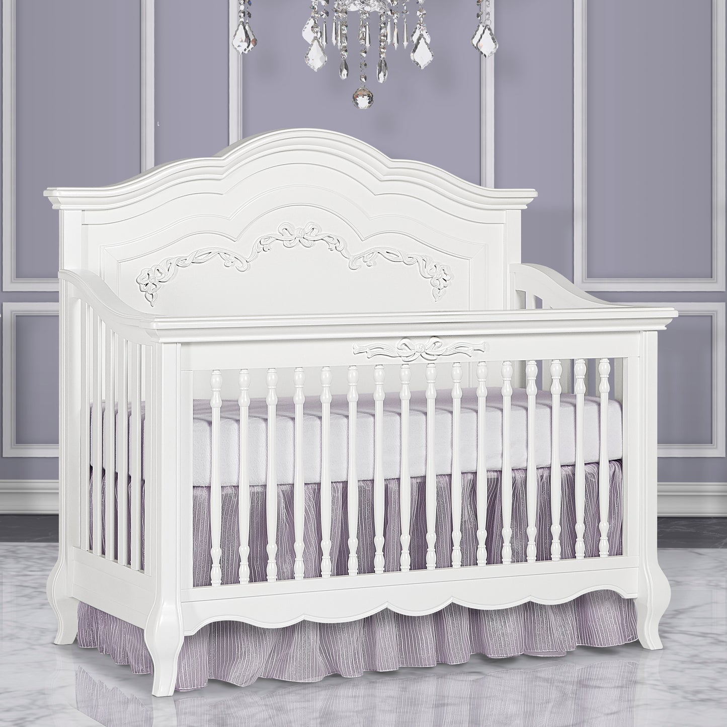 evolur Aurora 5 in 1 Convertible Crib Frost
