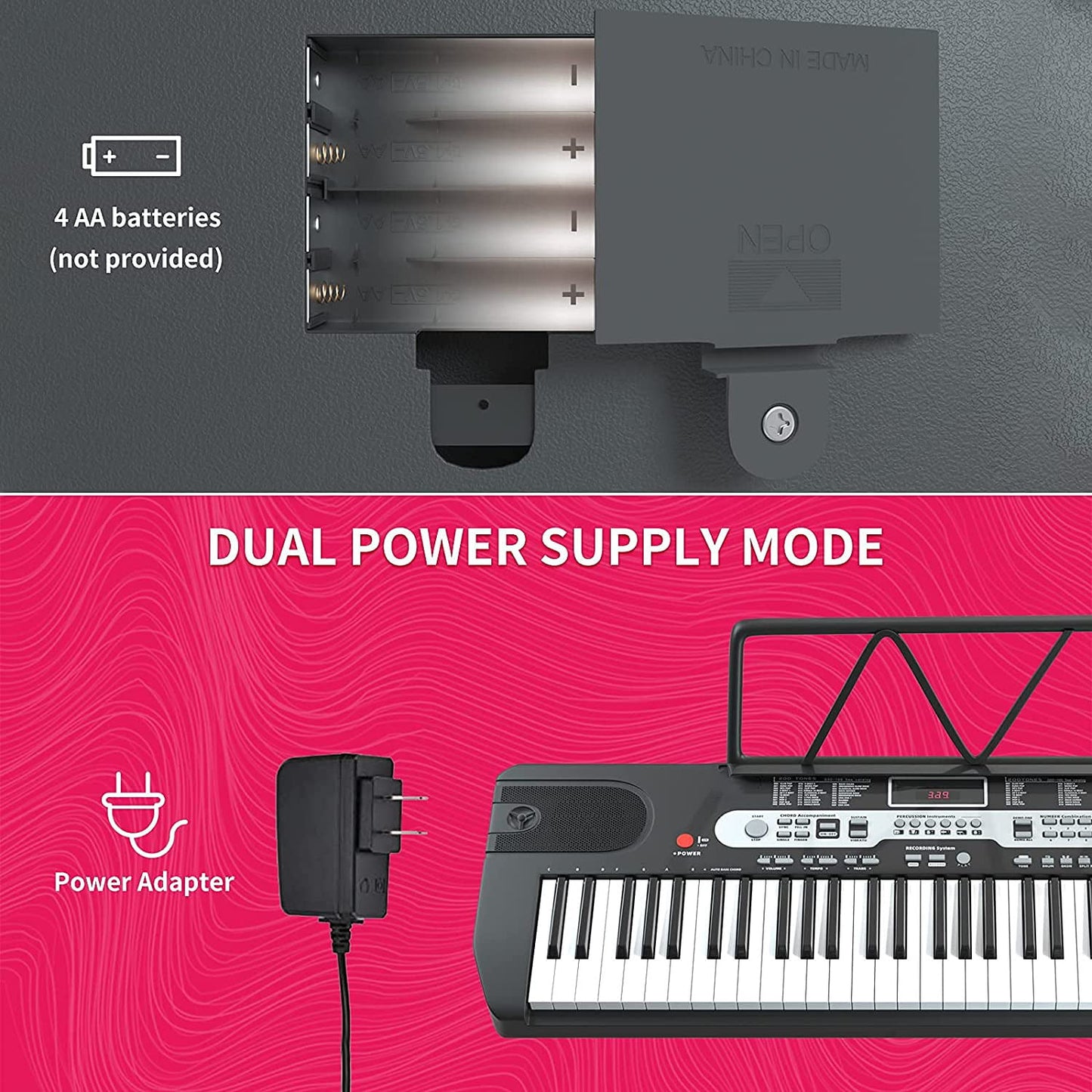 SKONYON 61 Key Electric Keyboard Set with Lighted Keys Portable Piano Kit