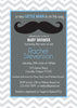 Baby Boy Shower Invitation, Chevron, Mustache, Little Man Invite, Digital File, PRINTABLE