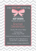 Baby Girl Shower Invitation, Chevron Invitation, Digital File, PRINTABLE