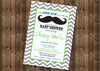 Baby Boy Shower Invitation, Chevron, Digital File, PRINTABLE