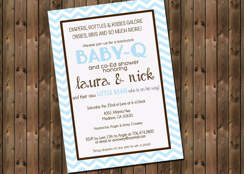 Baby-Q Boy Shower Invitation, Digital File, PRINTABLE