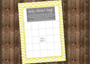 Baby Shower Bingo Game Card, Yellow and Grey, Instant Download, Digital file,