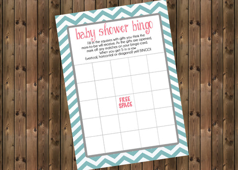Baby Shower Bingo Game Card, Instant Download, Digital file,