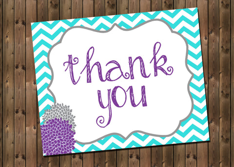 Baby Girl Shower Thank You Card, INSTANT DOWNLOAD, Digital File, Printable