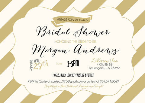 Gold Bridal Shower Baby Shower Invitation