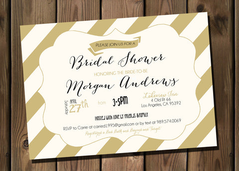 Gold Bridal Shower Baby Shower Invitation