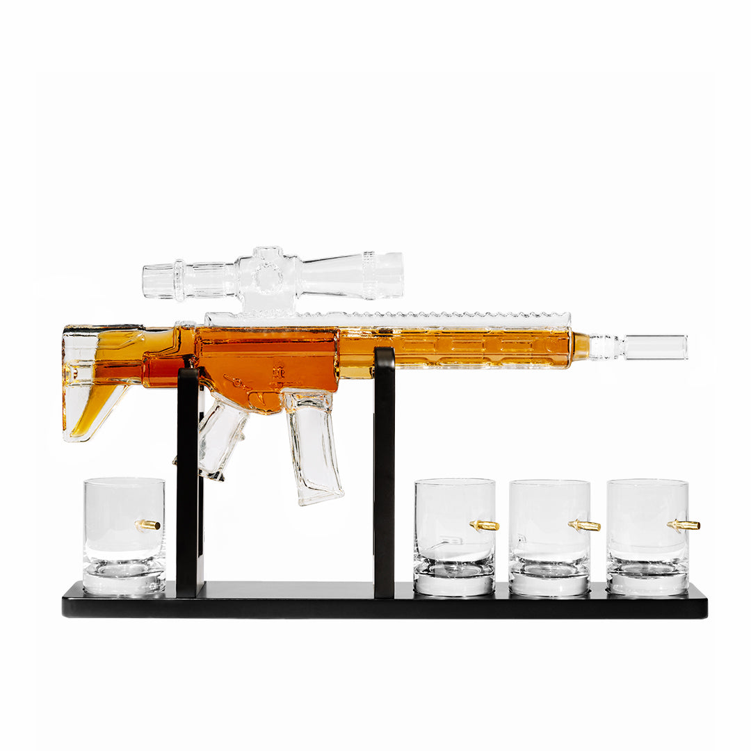 glass rifle decanter