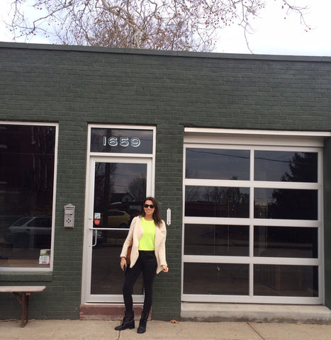 MADI babe, Jacqueline in front of our lonely, empty shop windows last week :(