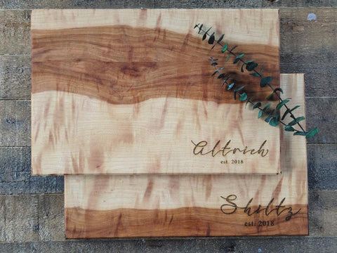 custom engraved cutting board for newlyweds