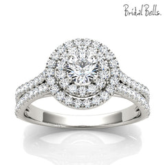 Round Double Halo Diamond Engagement Ring