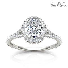 Oval Halo Engagement Ring with Split Shank