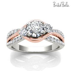 Rose and White Gold Bypass Diamond Engagement Ring