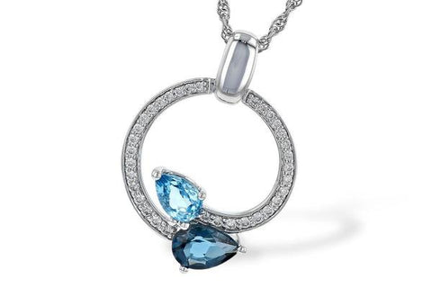 Blue Topaz and Diamond Necklace