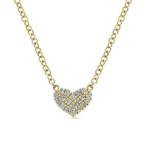 Valentine's Day Gift Ideas - Diamond Pave Gold Heart Necklace