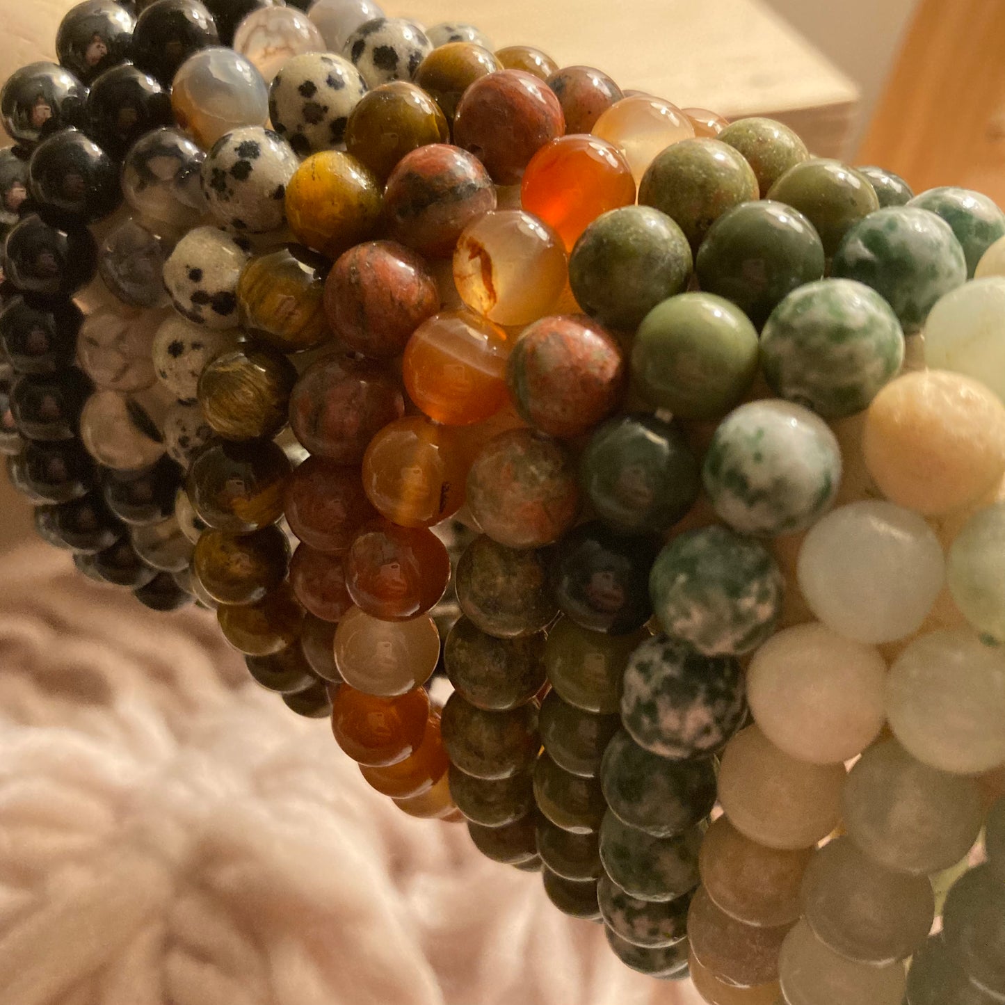 Fire Agate 8mm Round Bead Bracelet
