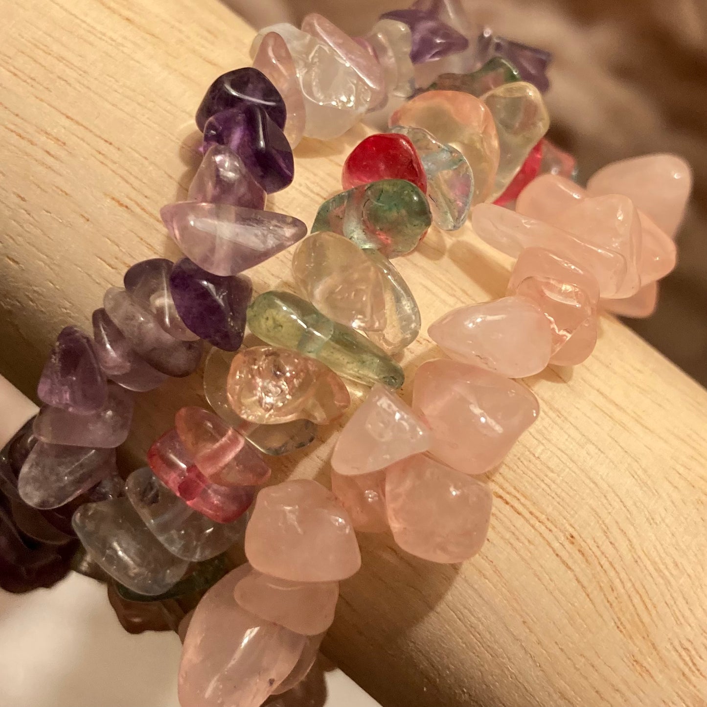 Mixed Quartz Crystal Chip Bracelet