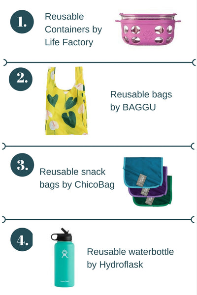 Reusable products Life Factory. Baggu, ChicoBag, Hydro Flask. The Seaweed Bath Co.