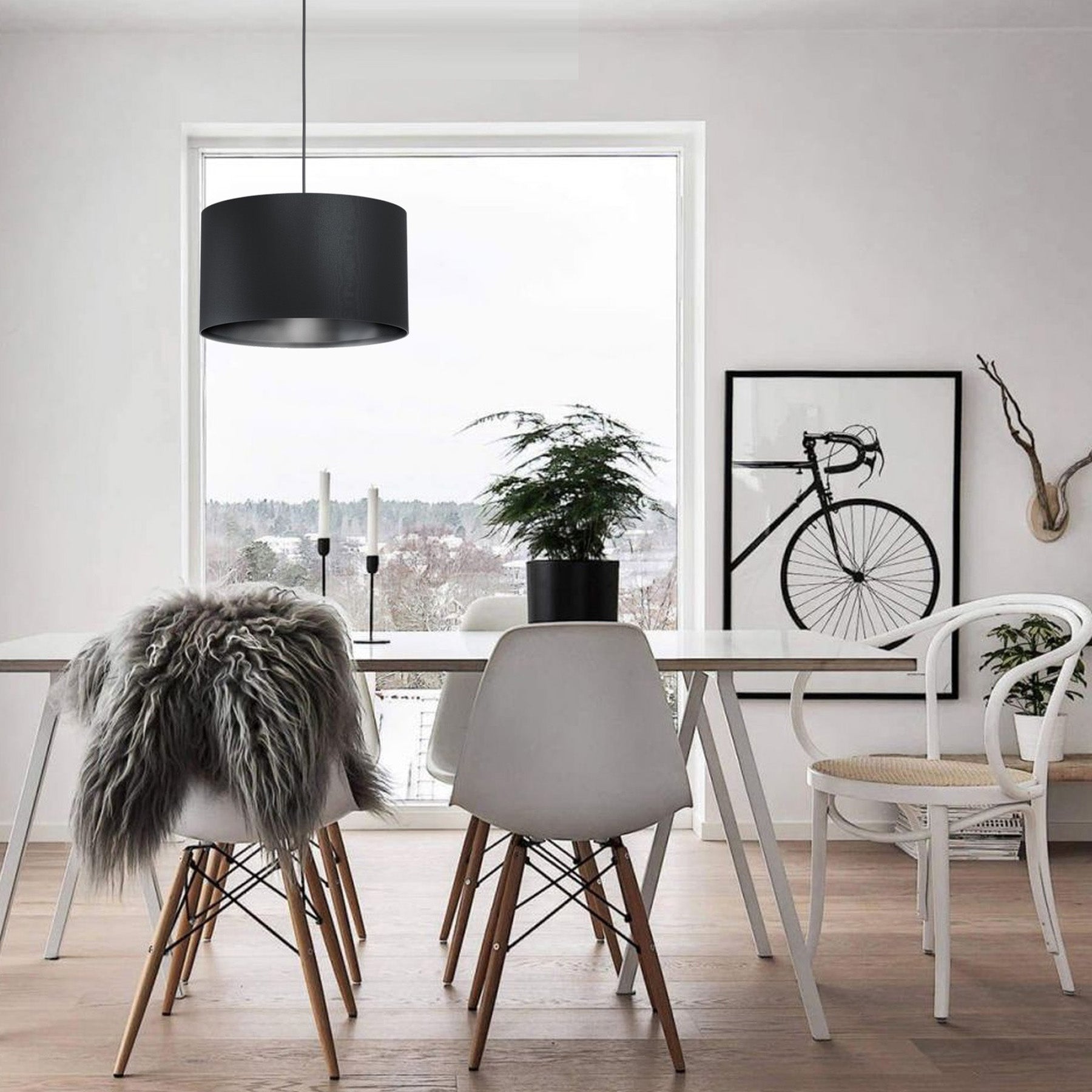 Maserlo taklampe pendel Ø38cm sort tekstil E27 interiør lampe spisestue stue | EGLO Lampemagasinet