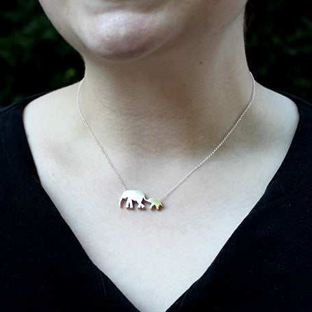 mama and baby elephant necklace