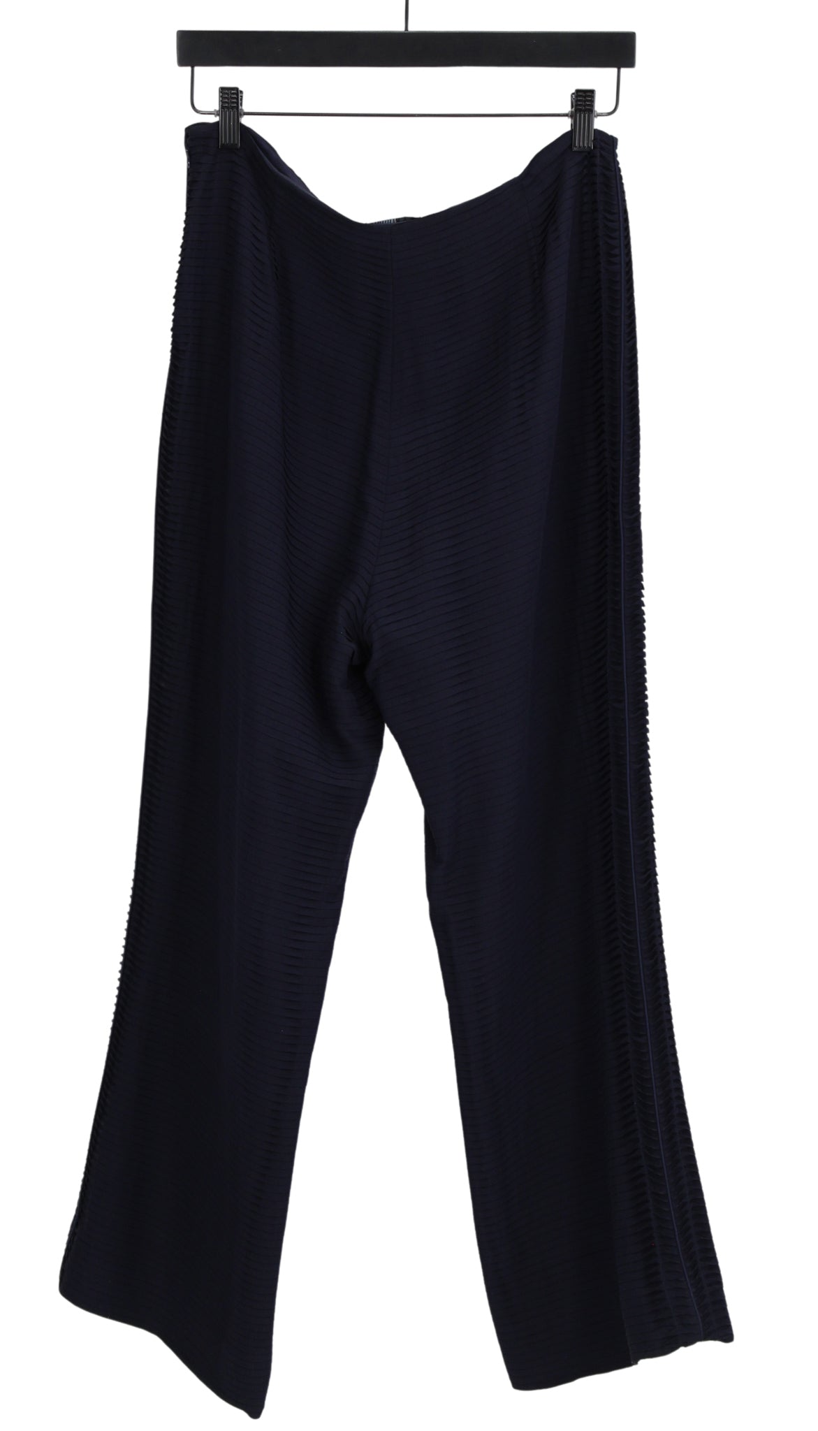 JULIANA COLLEZIONE NAVY MICRO PLEAT SILK PANTS