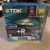 TDK DVD+R 4.7GB 16x Color 30 Pack New Snap N Save Case