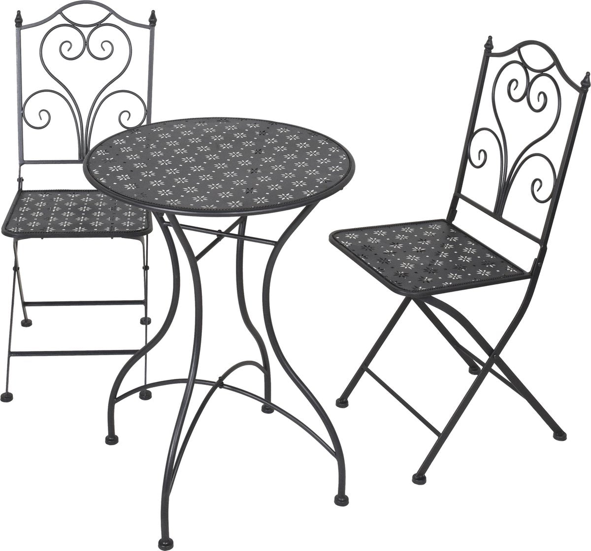 oppervlakte progressief Verfijning bistro tuinset.Tuintafel met 2 stoelen-metaal-zwart-ronde tafel – beaubybo