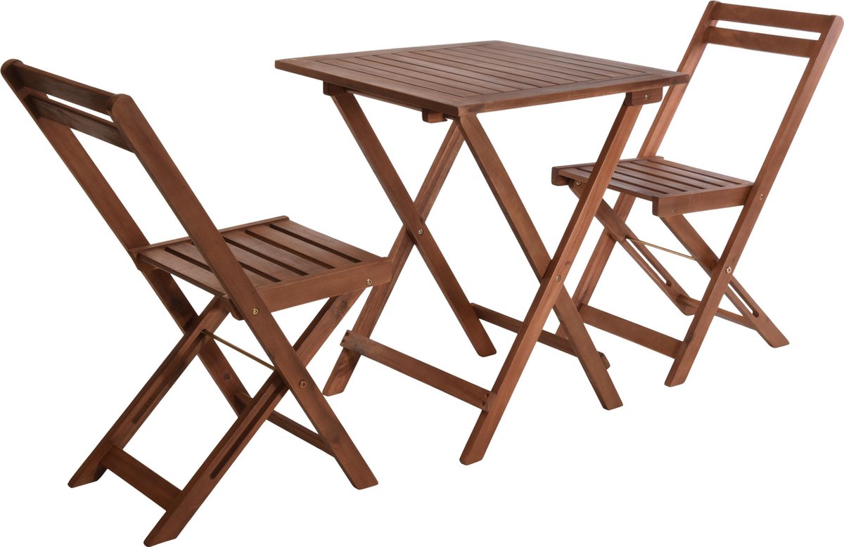 Balkonset - 3-delig - bistro set inklapbaar - houten tafel twee stoe – beaubybo