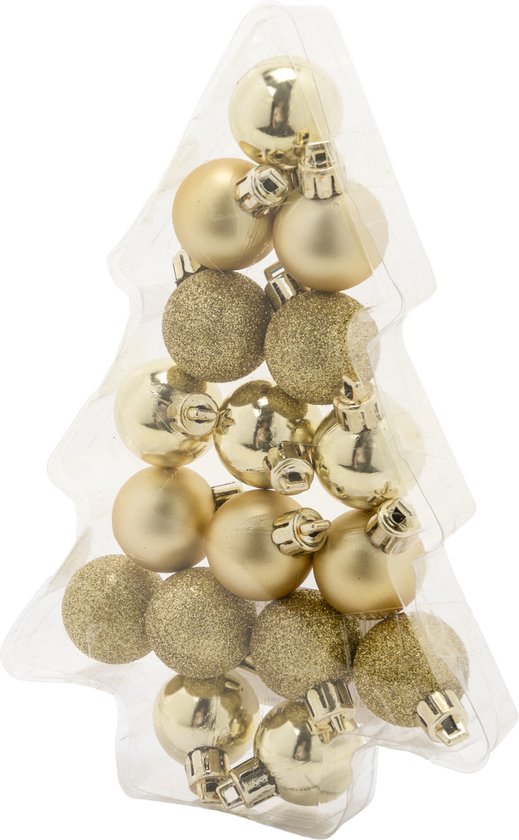 overdrijven kleur Magistraat 17x stuks kleine kunststof kerstballen goud 3 cm mat/glans/glitter - O –  beaubybo