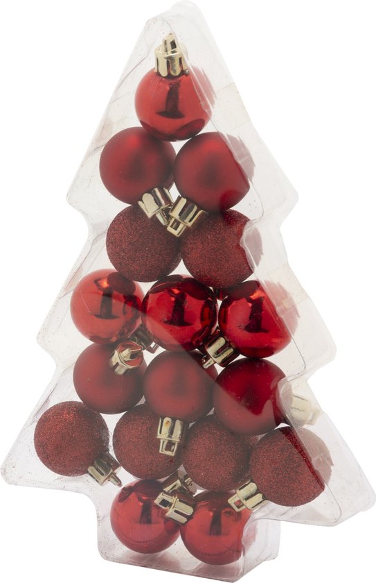 Natuur Een zekere Onweersbui 17x stuks kleine kunststof kerstballen rood 3 cm mat/glans/glitter - O –  beaubybo