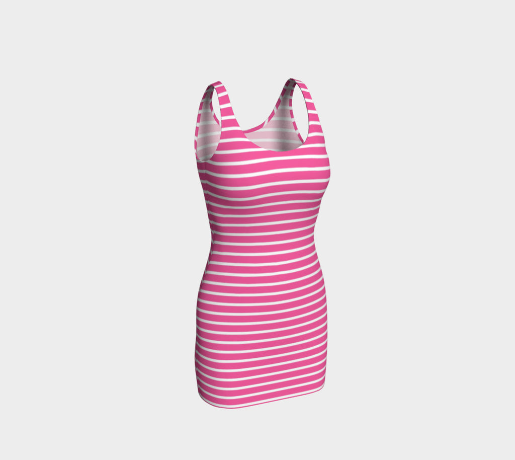 pink and white striped dress