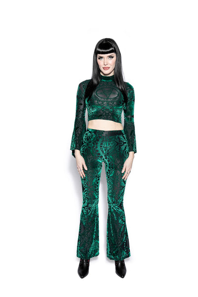 Green Baroque - Velvet Flared Pant