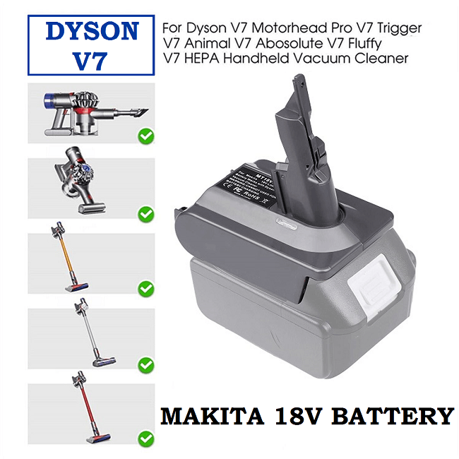 Dyson V7 Vacuum Battery Adapter To Makita 18V Li-Ion Battery – Battery  Adapters