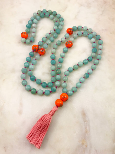 Amazonite Mala with Vintage Beads