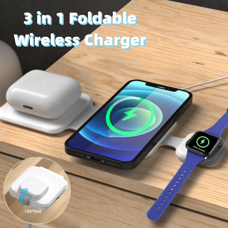 3 In 1 Magnetic Foldable Wireless Charger Charging Station Multi