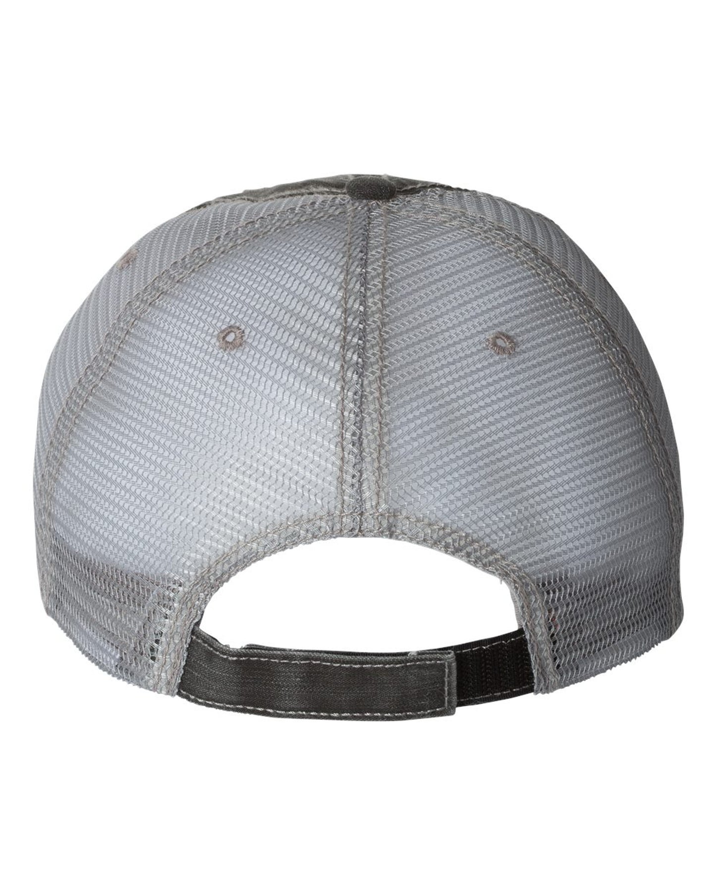 gray distressed trucker hat with pink polka dot fabric state of Delaware
