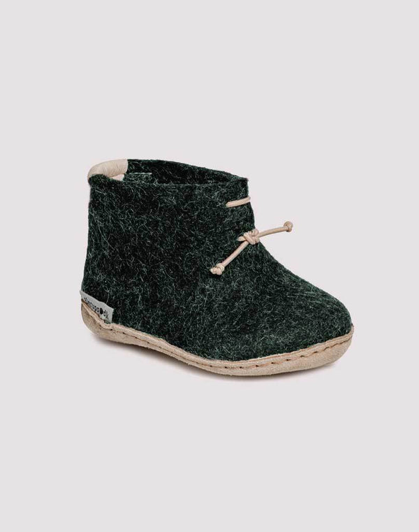 Glerups Wool Baby Boots in Forest Green