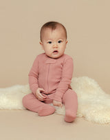 Noble Organic Waffle Footie Sleeper in Dusty Rose