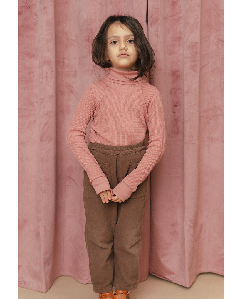 Noble Organic Waffle Turtleneck in Dusty Rose