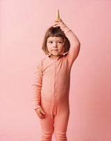 Noble Organic Waffle One-Piece Sleeper in Pink Sea Salt